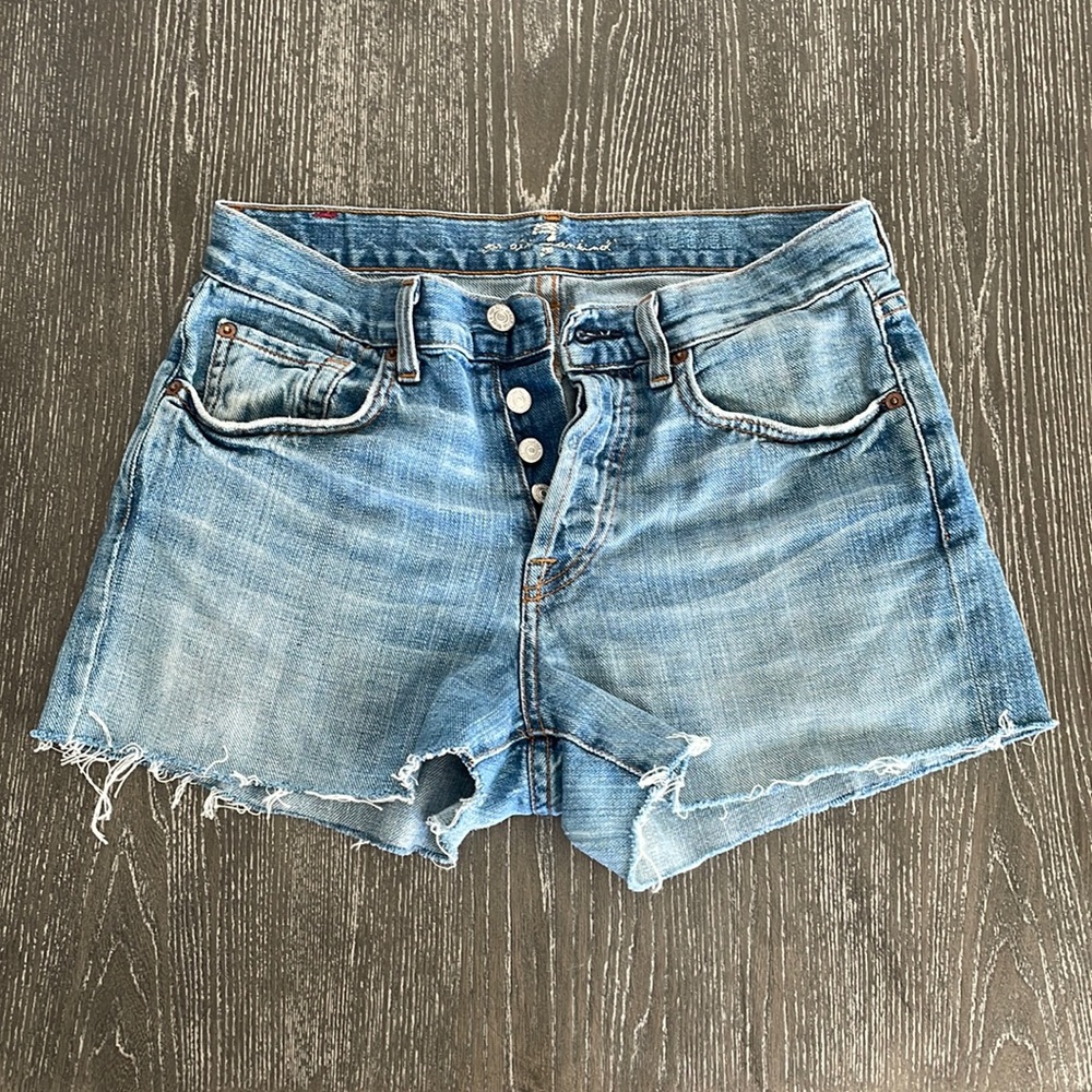 7 for All Mankind High Waisted Button Fly Jean Shorts